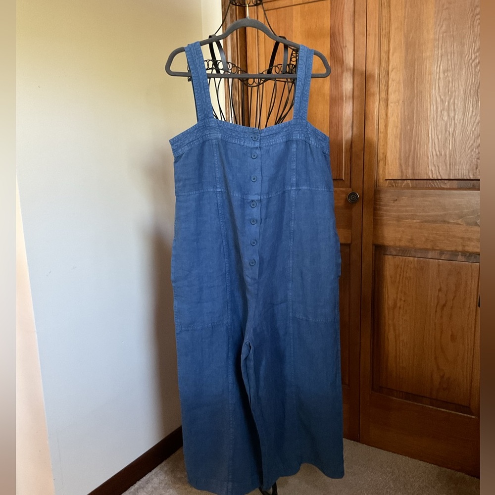 Wrap London linen jumpsuit, blue, 10 - Picture 2 of 12